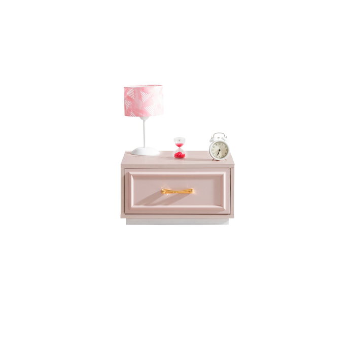 Hanah Home Mesita de Noche Rosa y Blanco